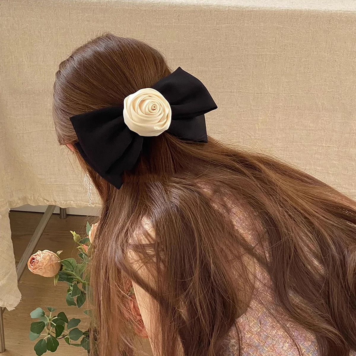 Lystrfac New Handmade Rose Bow Hairpin Temperament Flower Hair Accessories