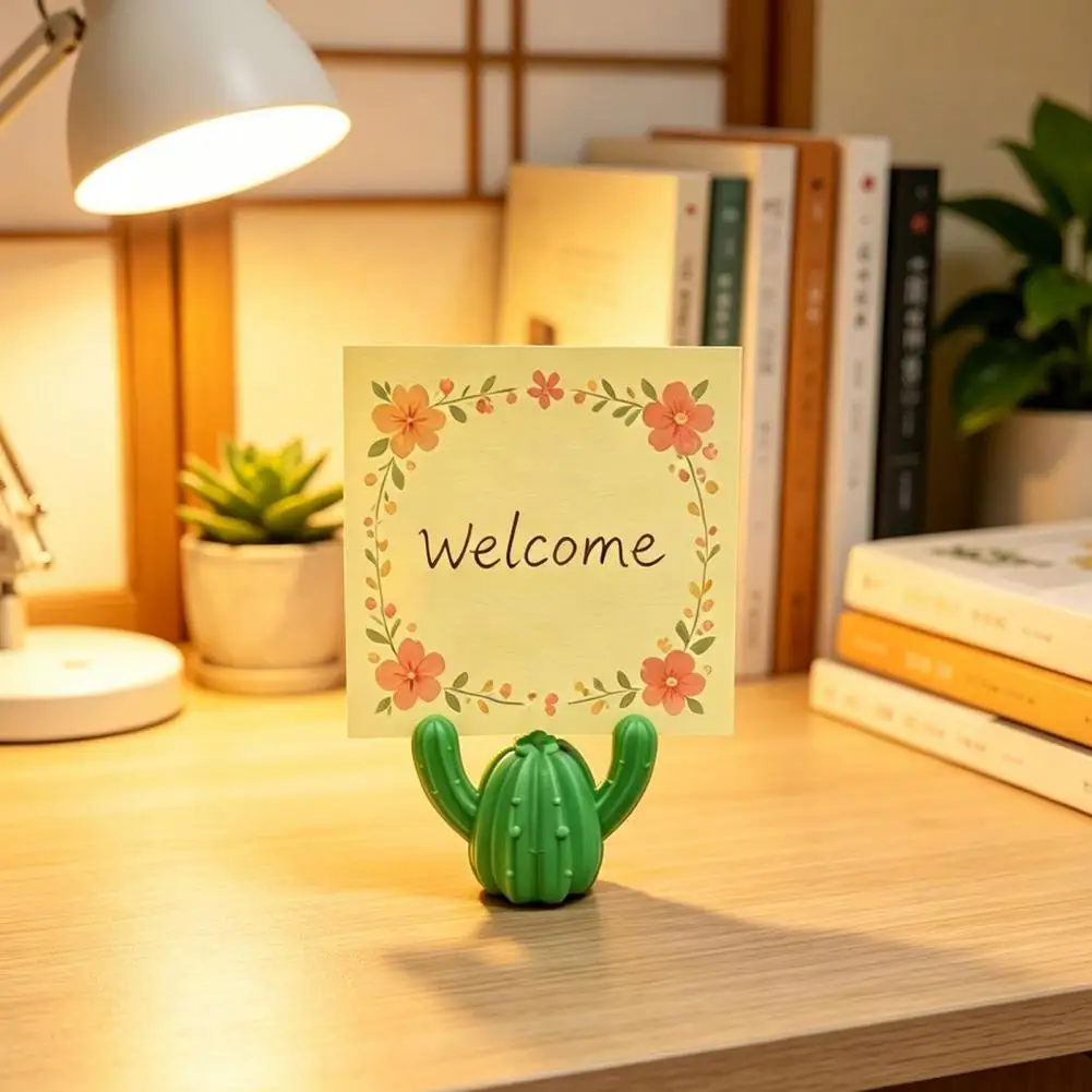 Comfortable Touch Photo Holder Cactus Photo Holder Desktop Ornament Business Card Stand Decorative Display Rack for Home Office