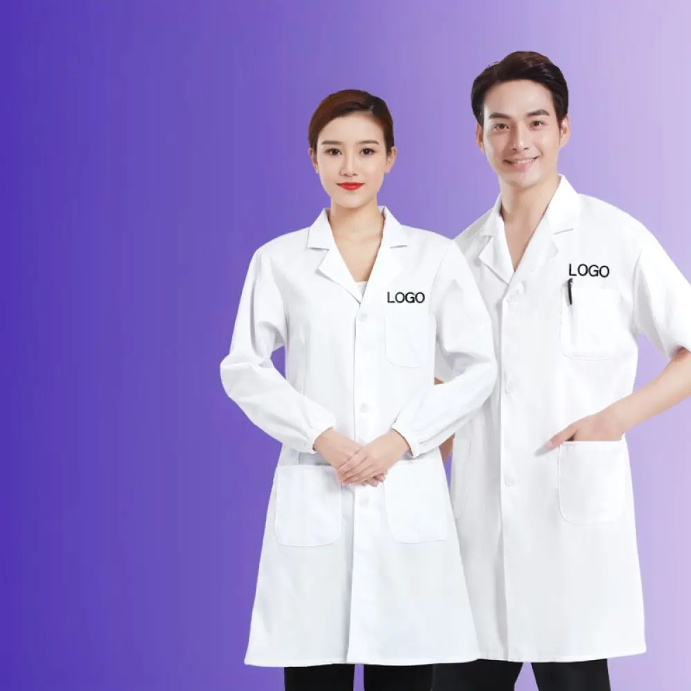 Professional Unisex Lab Coat Cotton Blend Medical Workwear Hospital Clinic Staff Uniform Breathable Protective Clothing Custom