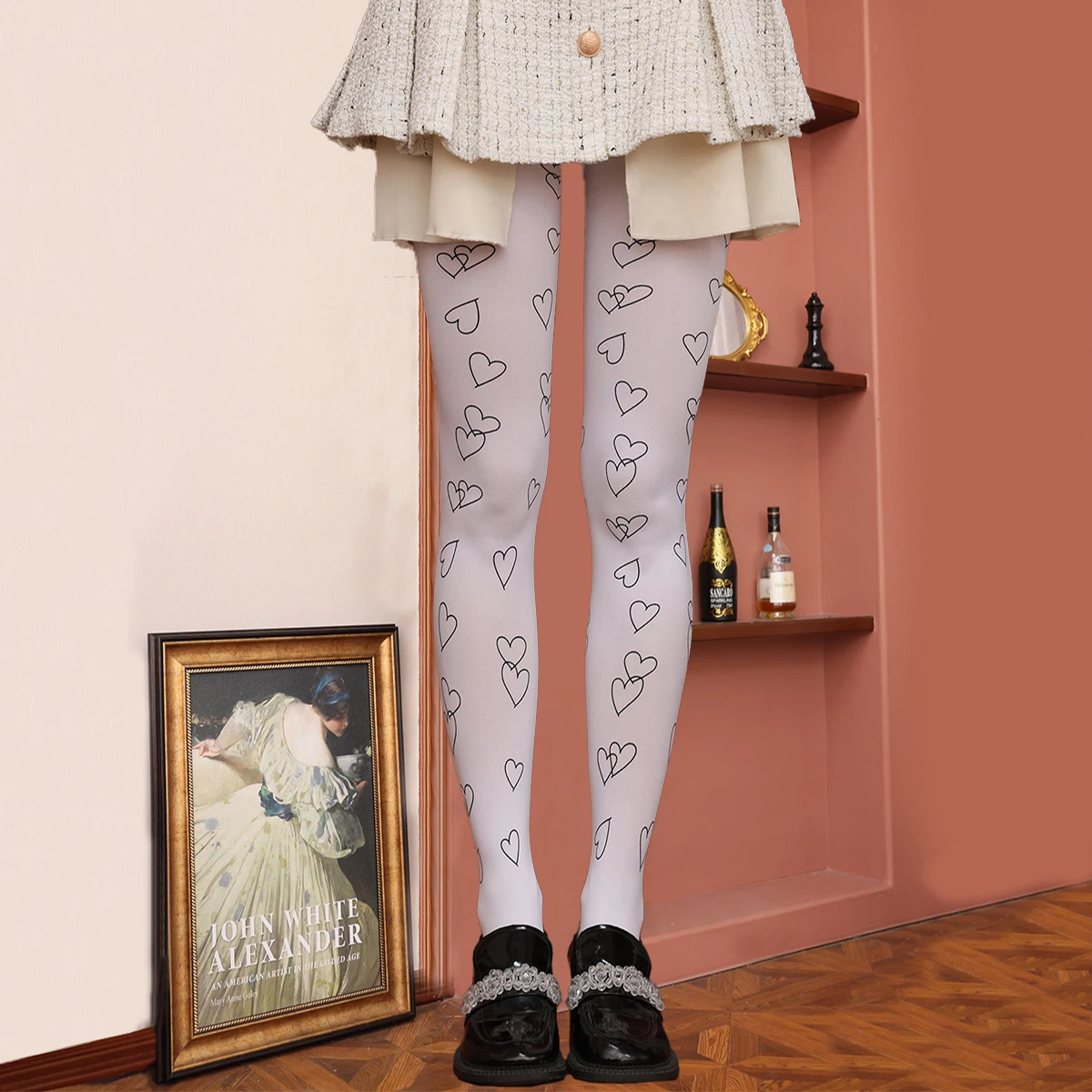 Cute Sweet Lolita Style Love Print Pantyhose Simplicity Comfortable Velvet Women Slim-Fit Anti-Hook Sexy Tights