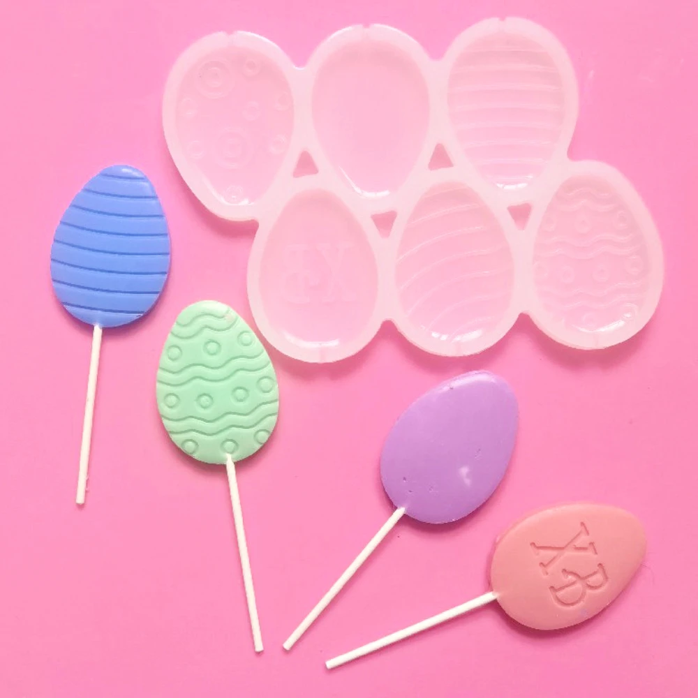 Molde de silicona para paletas de huevo de conejo de Pascua 3D, herramienta de decoración de pasteles de Chocolate DIY, molde de epoxi hecho a mano para hornear dulces, molde para paletas