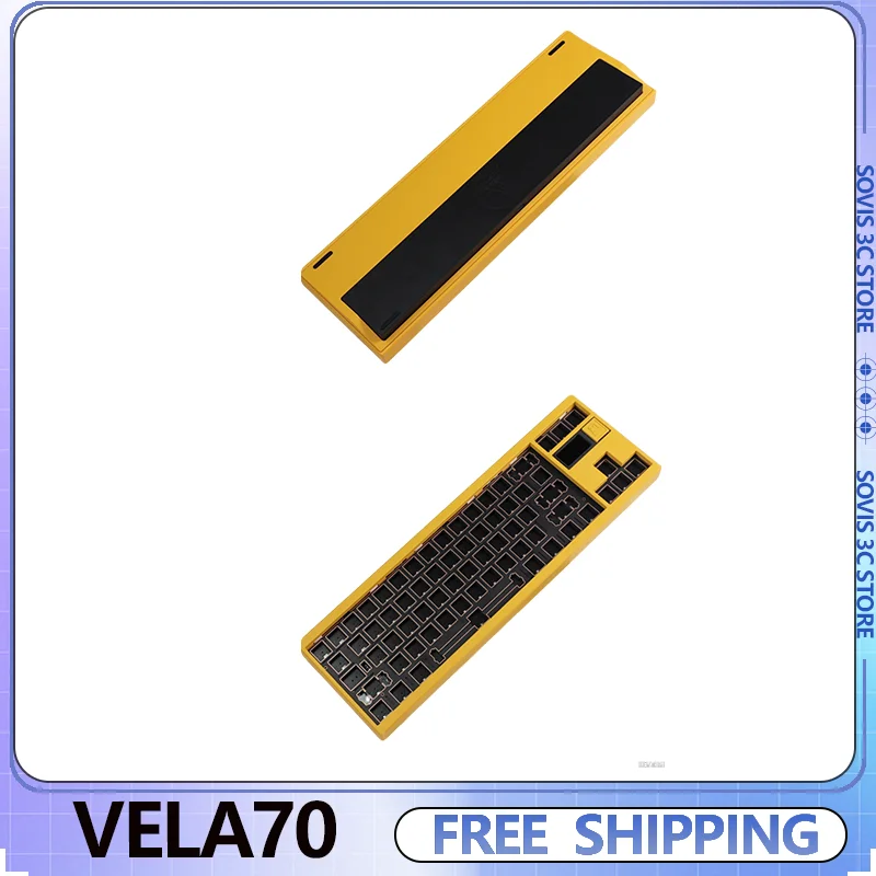 

Механическая клавиатура Sovis Vela70, трехрежимная беспроводная прокладка Bluetooth, персонализированный экран, горячая замена, игровая клавиатура для ПК