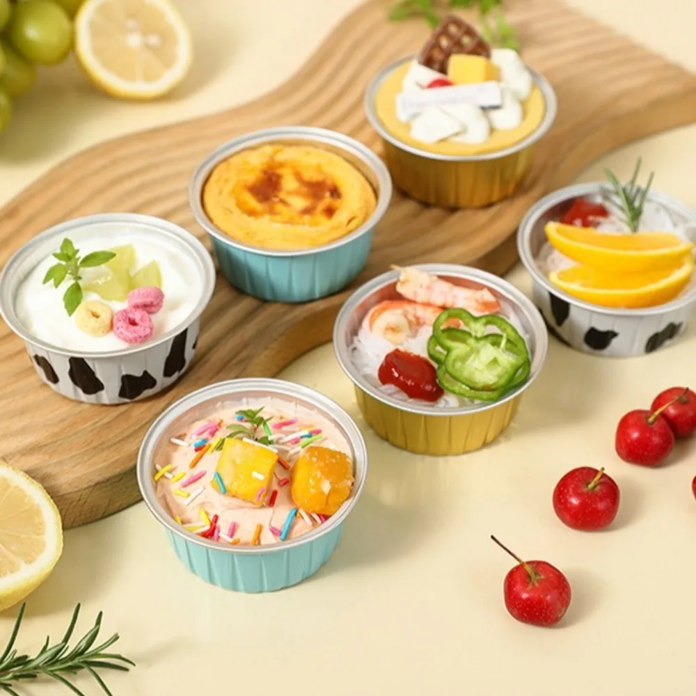 

40Pcs Aluminum Foil Air Fryer Tinfoil Bowl Reusable Round Oven Mold Bowl High Temperature Resistance Portable Baking Cup Tray