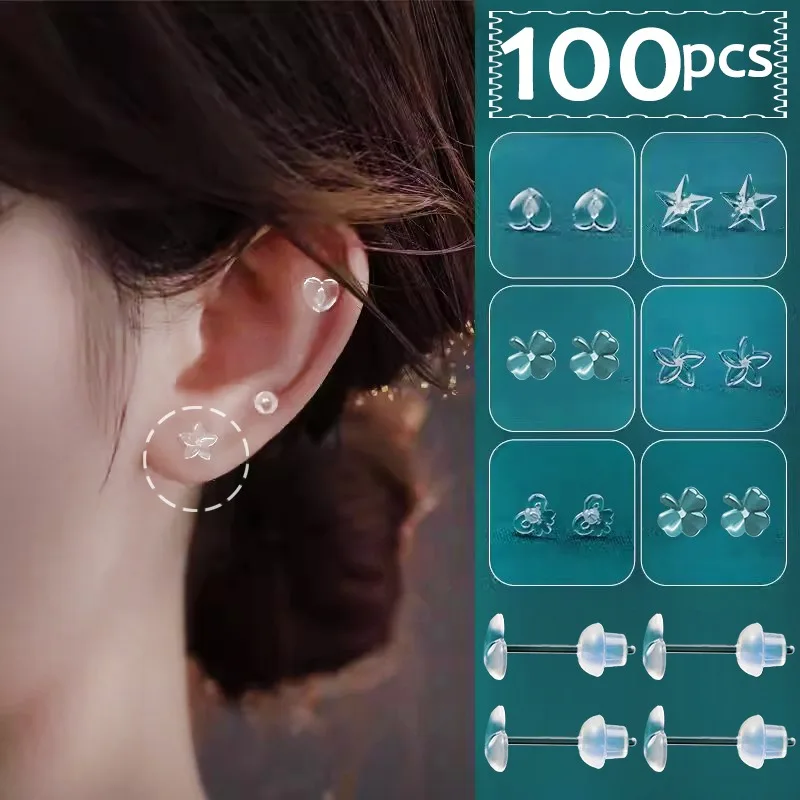 Maintain Ear Hole Ear Studs Invisible Ear Nourishing Rod Pentagram Ear-Needle Reduce Inflammation Resin Transparent Earrings