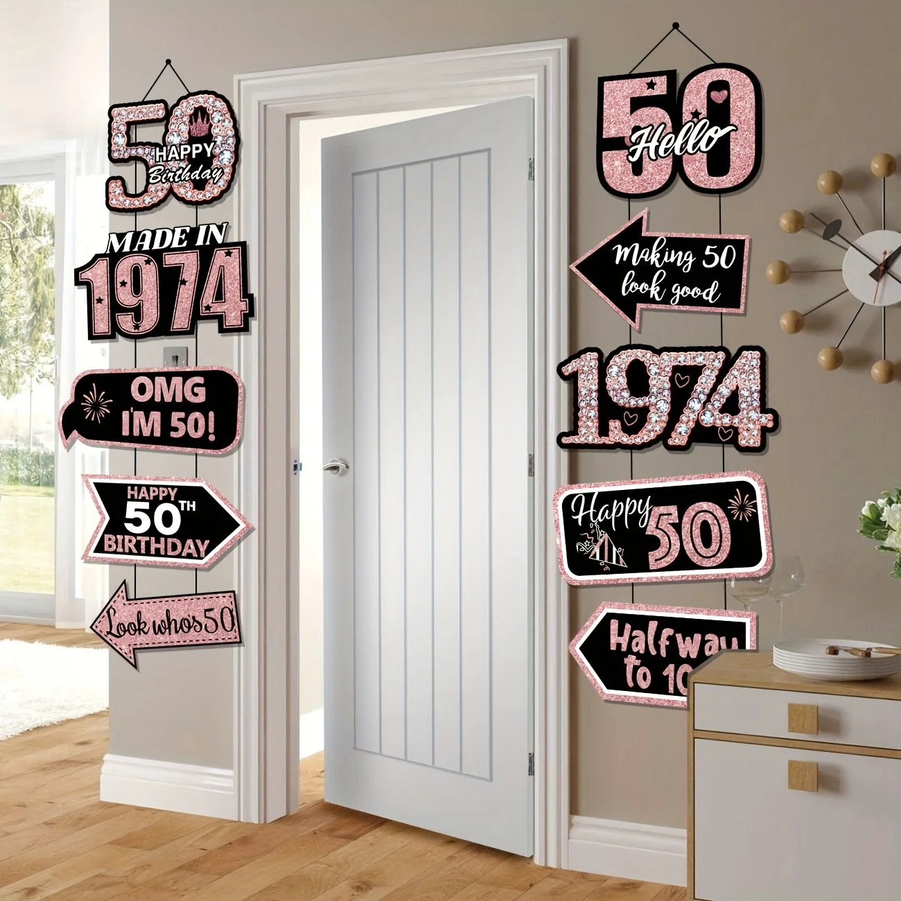 20 Pieces 50th Birthday Decorations Pink Gold 1974 Party Sign Party Decorations 50th Birthday Party Decorations Signs Colorful