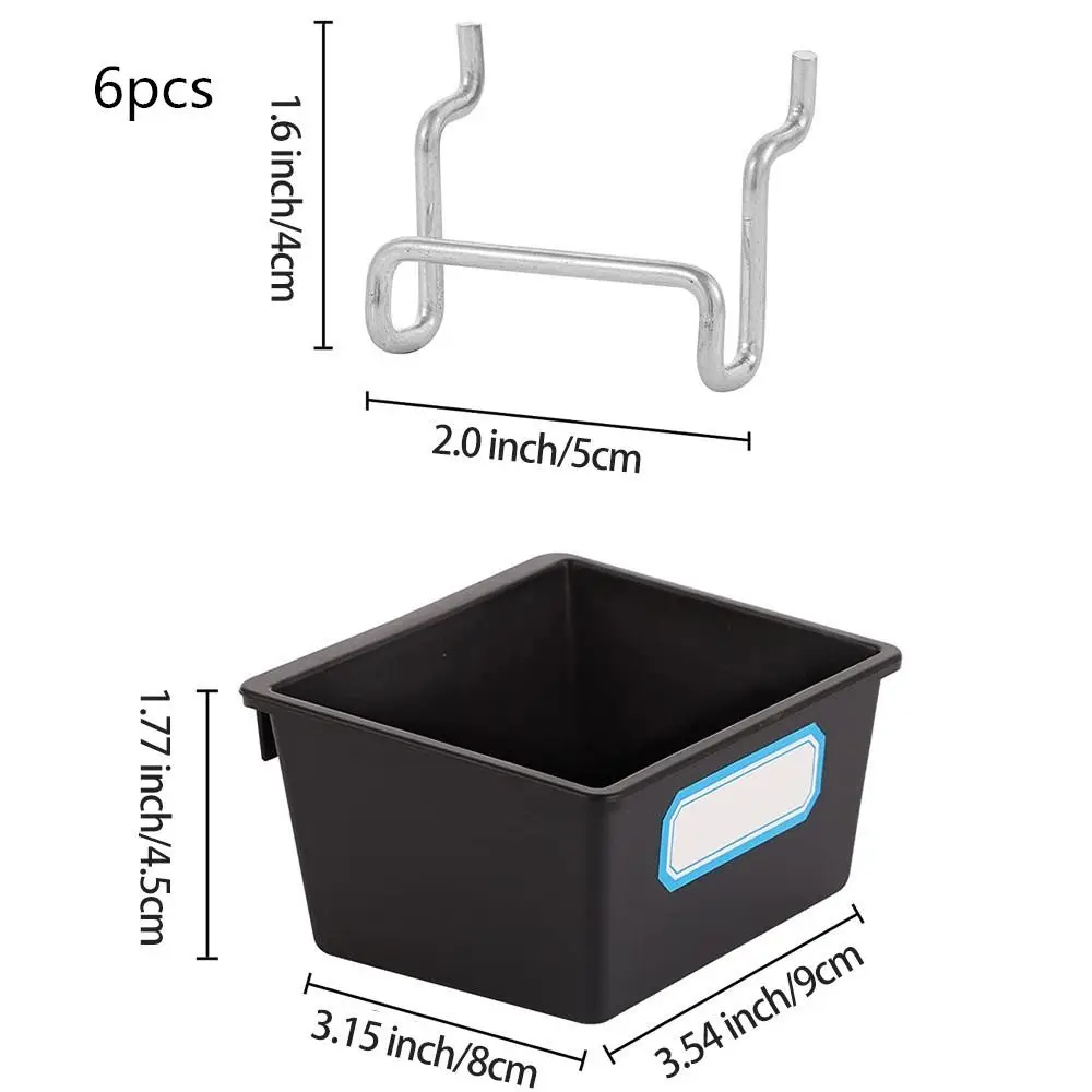 1/6 Set Cups Assortment Organizing Accessories Pegboard Box Holder Hooks Pegboard Bins
