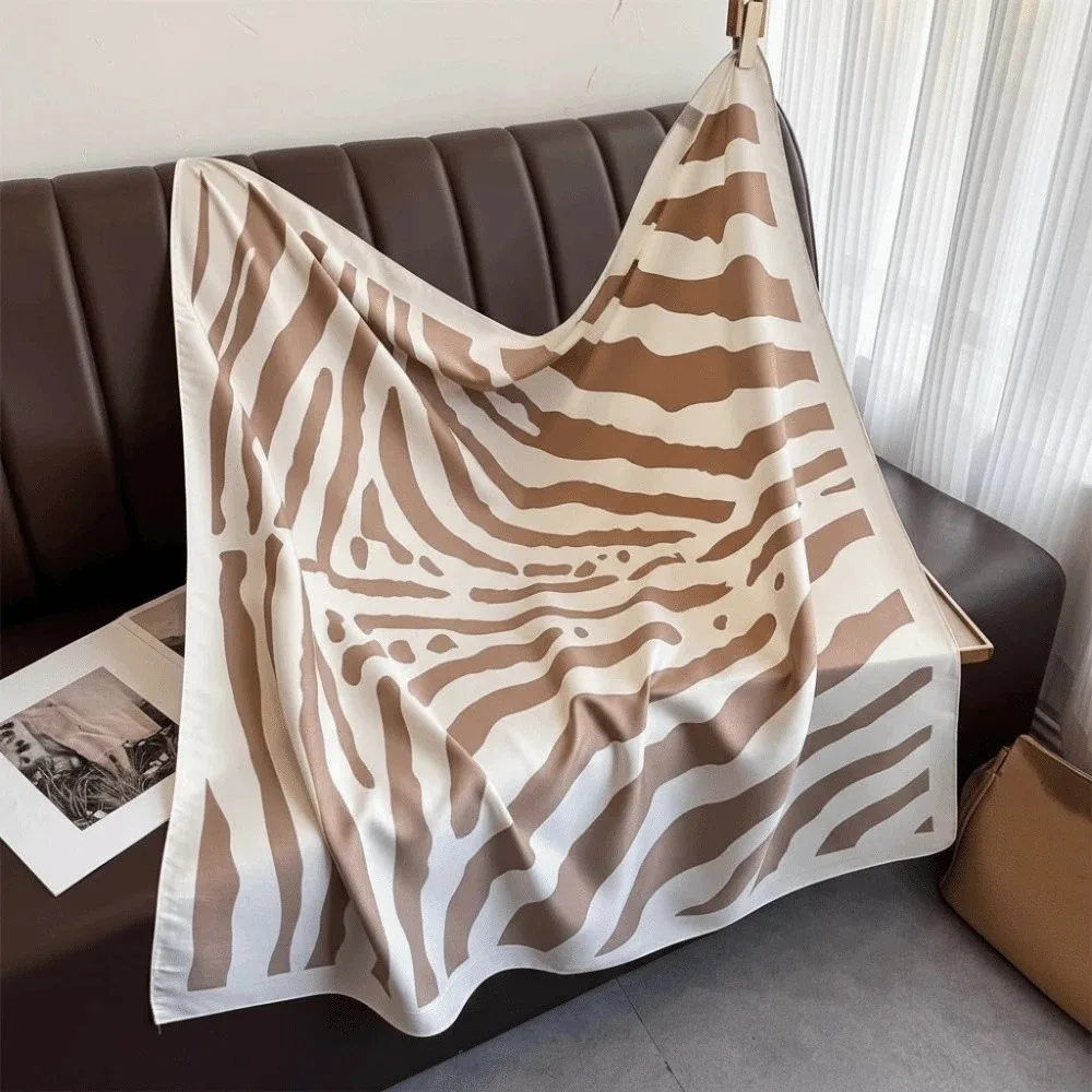 

Patterned Shawl 90 CM Square Scarf Breathable Lightweight Stripes Square Headscarf Hair Band Headband Printed Silk Scarf Women