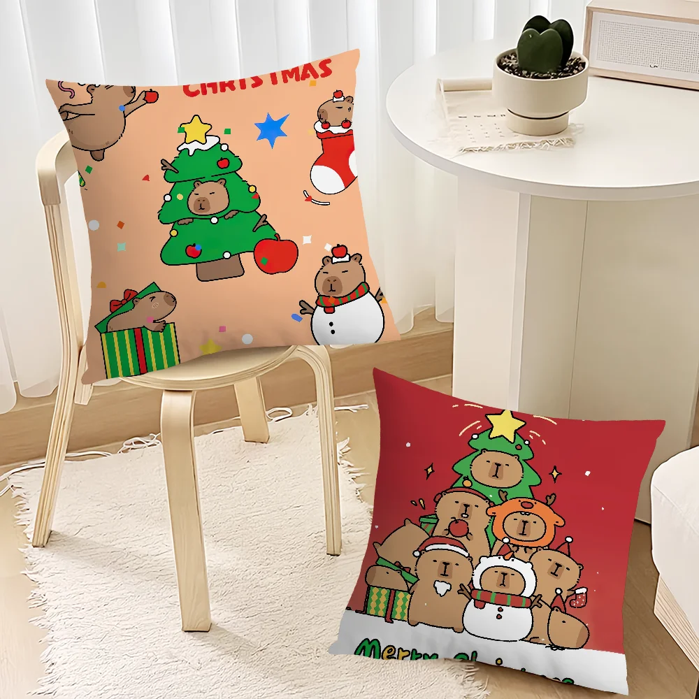 Cartoon Cute Capybara cushion cover Living Room Accent Couch Back Support Square Lounge Restful Nap Companion Pillow Case