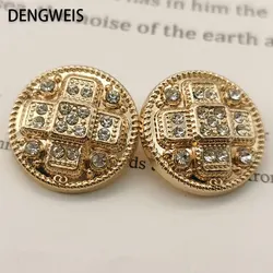 Round Metal Sewing Buttons Rhinestone Accessories Needlework Coat Windbreaker Diy Sew Button Upscale Fashion Garment Buckle 6pcs