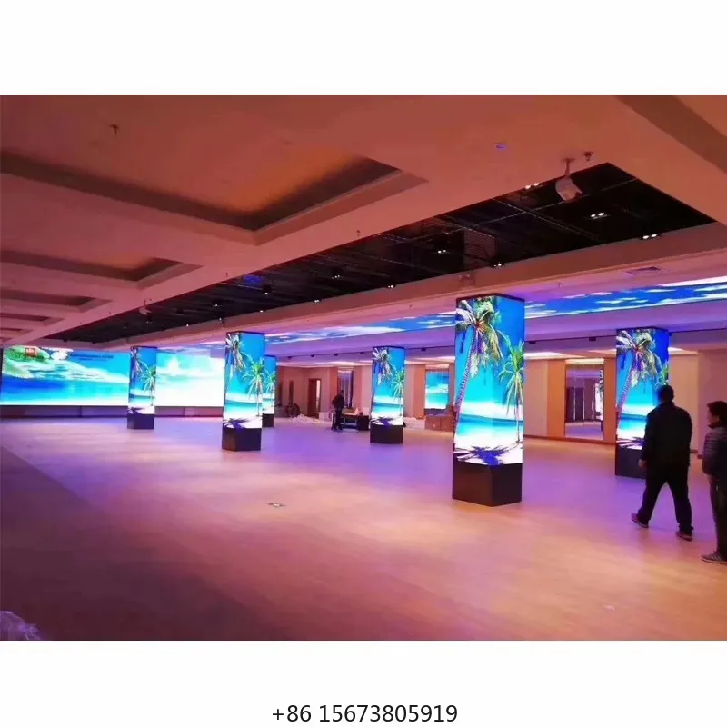 

Indoor Newsroom Circular Curved Soft Flexible Led Display Screen Exhibition Trade Show Cylindrical Column Video Wall