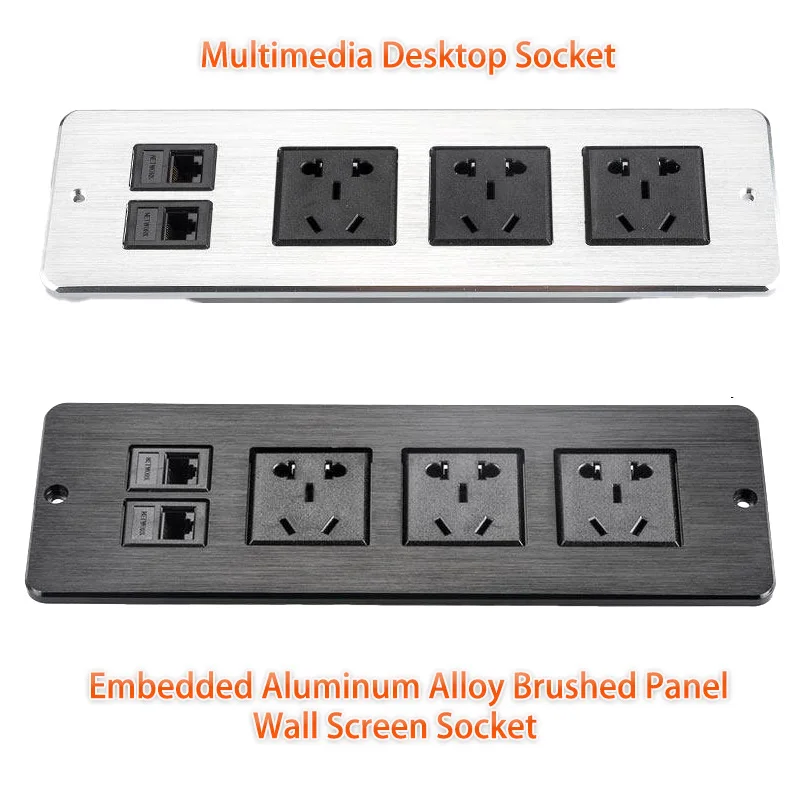 lp810-multifunctional-desktop-socket-aluminum-alloy-35mm-audio-vga-network-interface-10a-110-250v-embedded-power-outlet-black