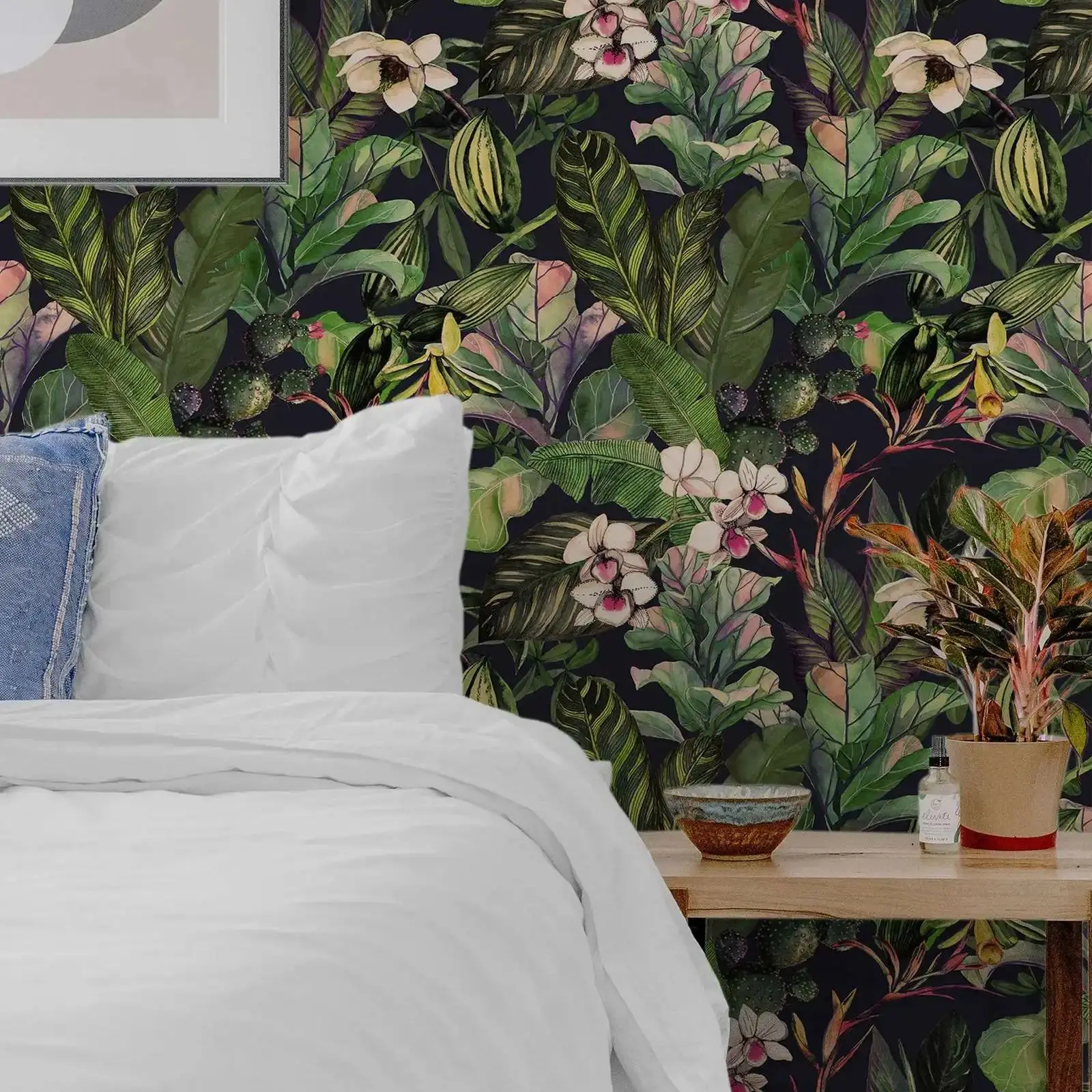 Tropical Wallpaper, Vintage Floral Peel and Stick Wall Mural For Home Decor, Self-adhesive Or Tradition Un-paste Wallpaper Roll