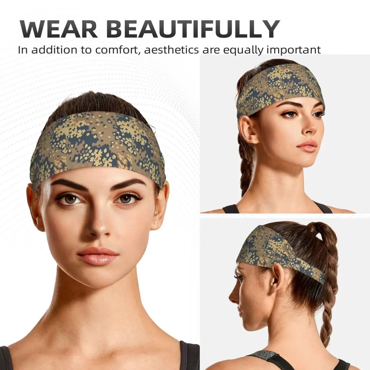 Custom Russian Woodland Camouflage Sweatband for Men Women Quick Drying Sports Sweatband Gym Yoga Running view 5