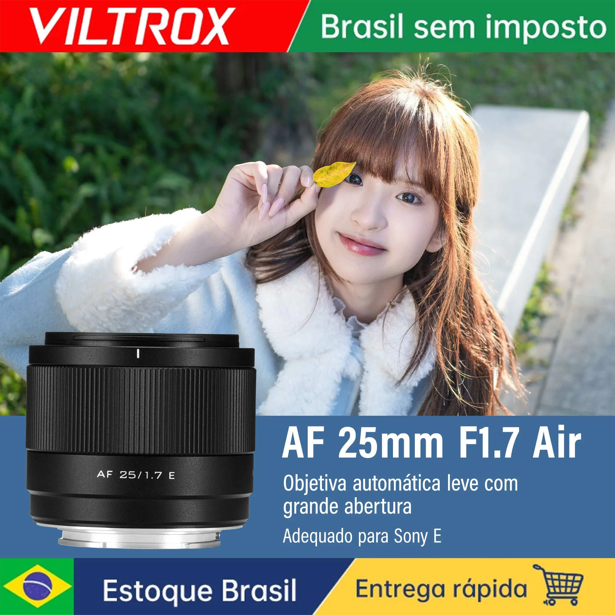 Viltrox AF 25mm F1.7 Lente de câmera APS-C Lente de foco automático de grande abertura para Nikon Z Fujifilm X Sony E Mount Lens ZVE10 a6400 a6700