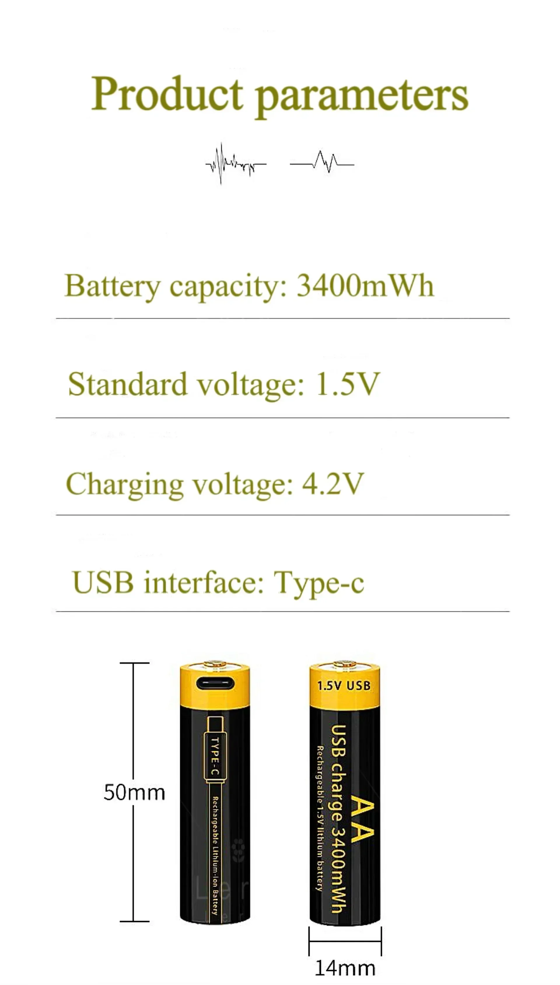 Title: 1.5V AA14500 Rechargeable USB Lithium Battery Large Capacity Remote Control Mouse Electronic Lock Toy Car