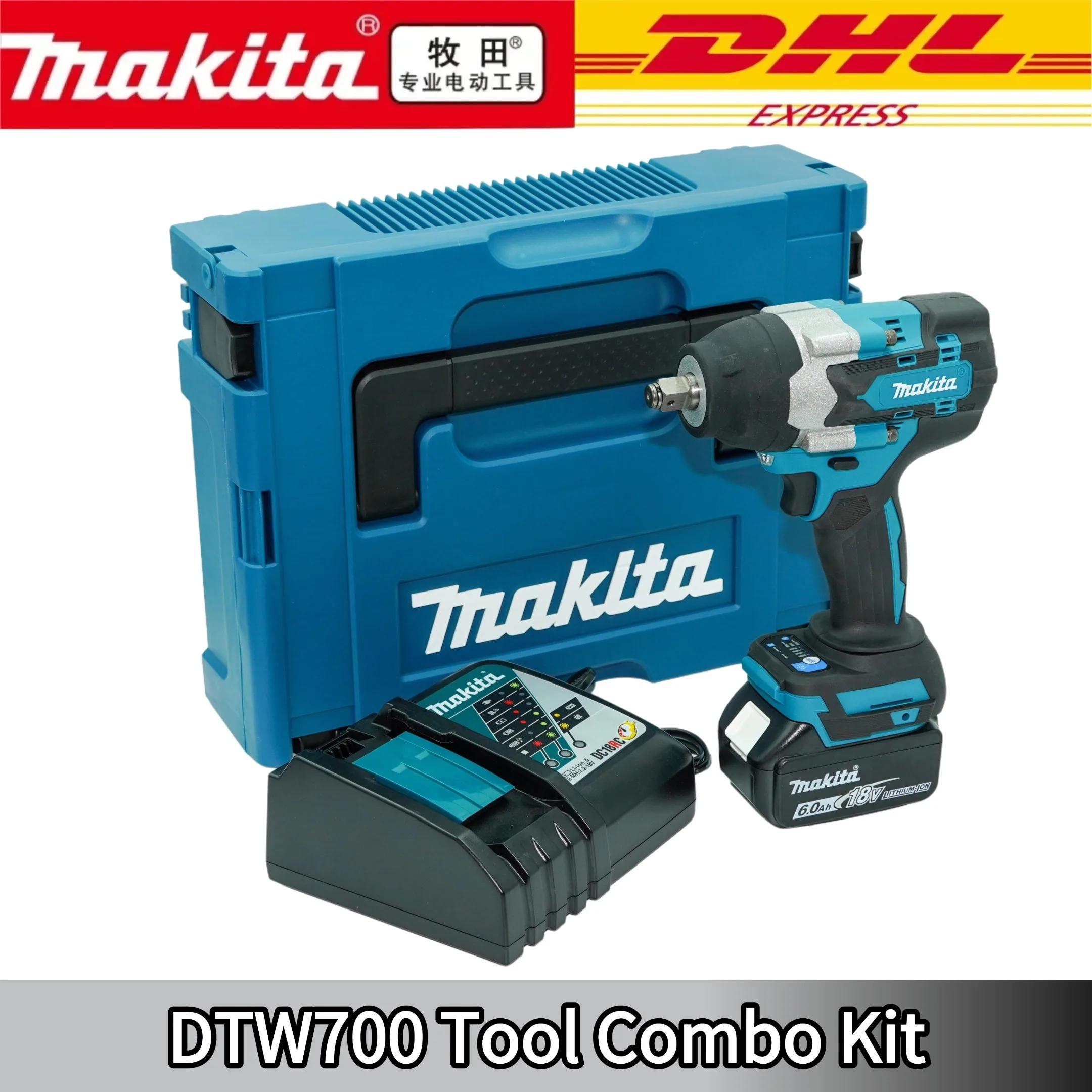 

Makita DTW700 1000N.M Torque Brushless Electric Impact Wrench Cordless Electric Drill 1/2"Wrench Power Tools For 18V Battery New