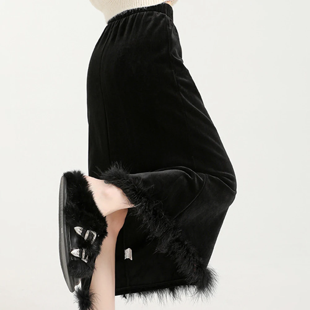 Club Wear Feather Velvet Skirt Elegant Slit Skirt Casual Vacation Wear For Women Applicable Gender Female Brand New Condition