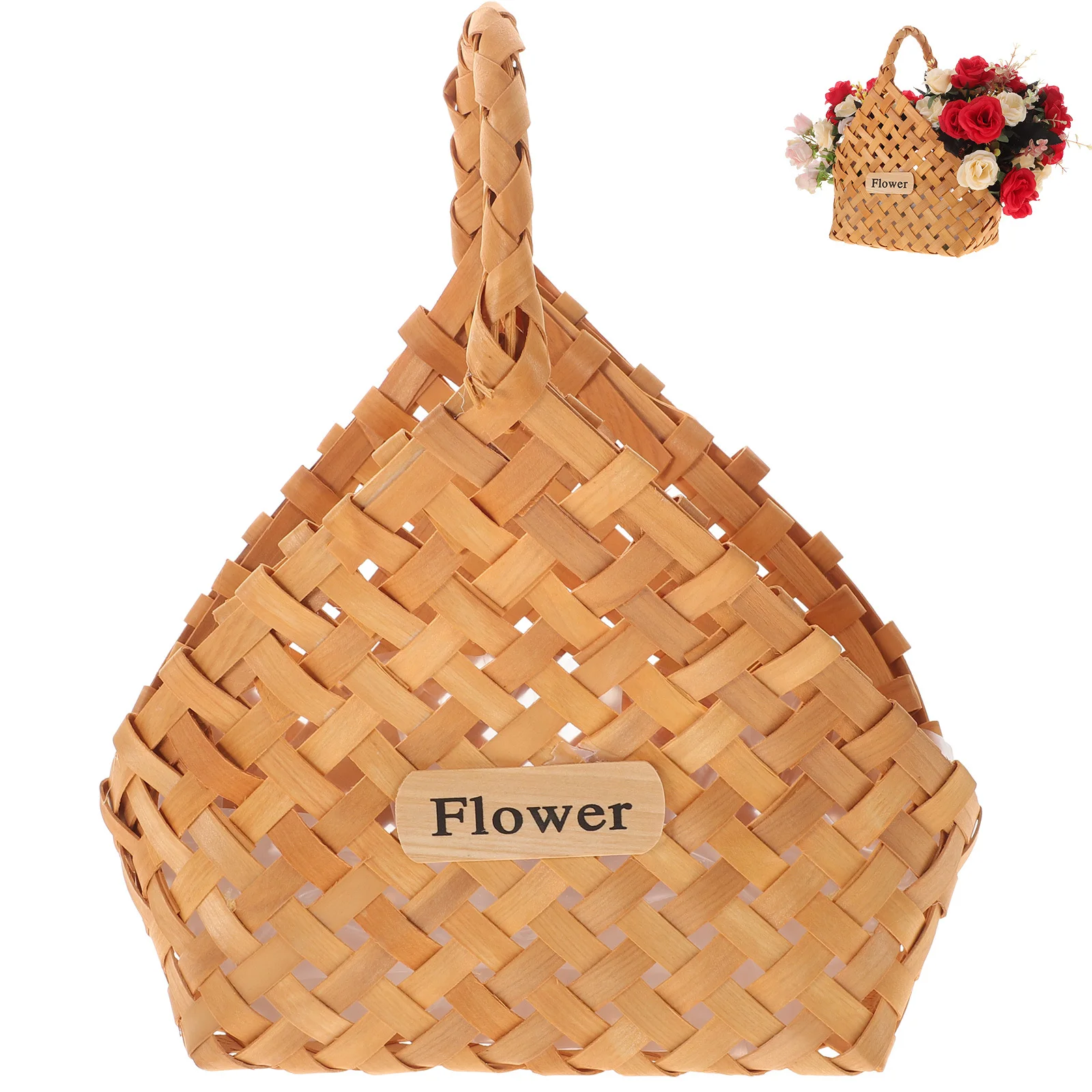 

1Pcs Portable Woven Storage Basket with Handle Large Capacity Organizer for Household Sundries Desktop Flower Container