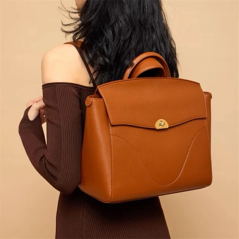 

Large Wave Leather Bapa Commuter Work Office 3 Inch Laptop Bag Women Original Design High Capaci Tote Bag
