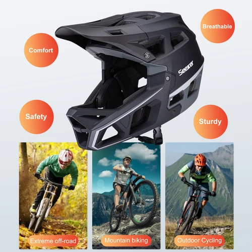 Imagen 2 del producto Casco de bicicleta buscador, casco MTB neutral para adultos y adolescentes, casco completo para bicicleta de montaña todoterreno, cascos de ciclismo al aire libre
