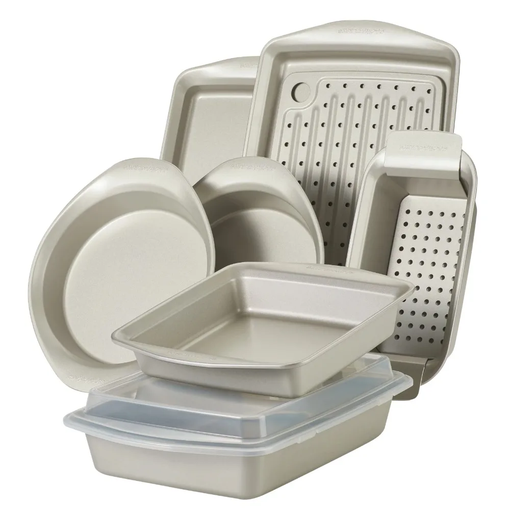 2023 New Rachael Ray Nonstick Bakeware Set, 10-Piece, Silver