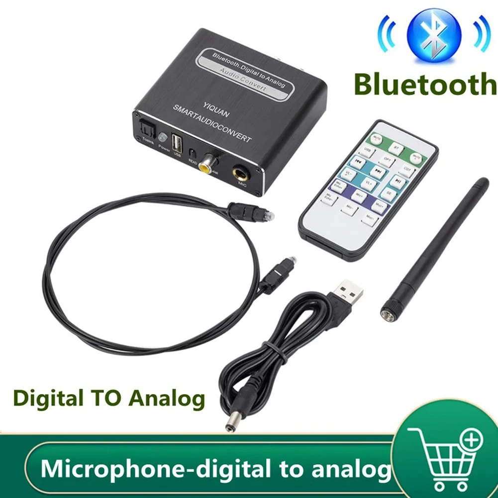 Bluetooth 5.0 Compatible DAC Digital to Analog Audio Converter Adapter Playback Microphone Remote Control Audio Decoder