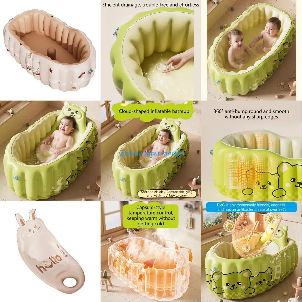 

090B Портативная надувная детская ванночка Стабильная конструкция с воздушной камерой Мягкие края Регулируемые функции Подходит