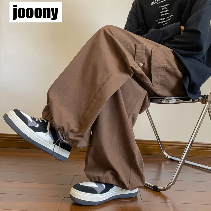 Harajuku Nieuwe Lente Zomer Joggingbroek Mannen Casual Dagelijks Vintage Broek Effen Hoge Taille Broek Trekkoord Wijde Pijpen Baggy Broek