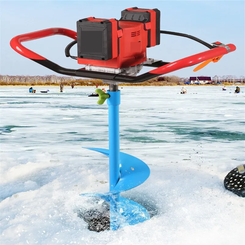 Ice Drill Cordless Drill Ice Fishing Drill Lithium Battery 42V 200mm Diameter 800mm Depth Ice Auger Outdoor Winter Fishing