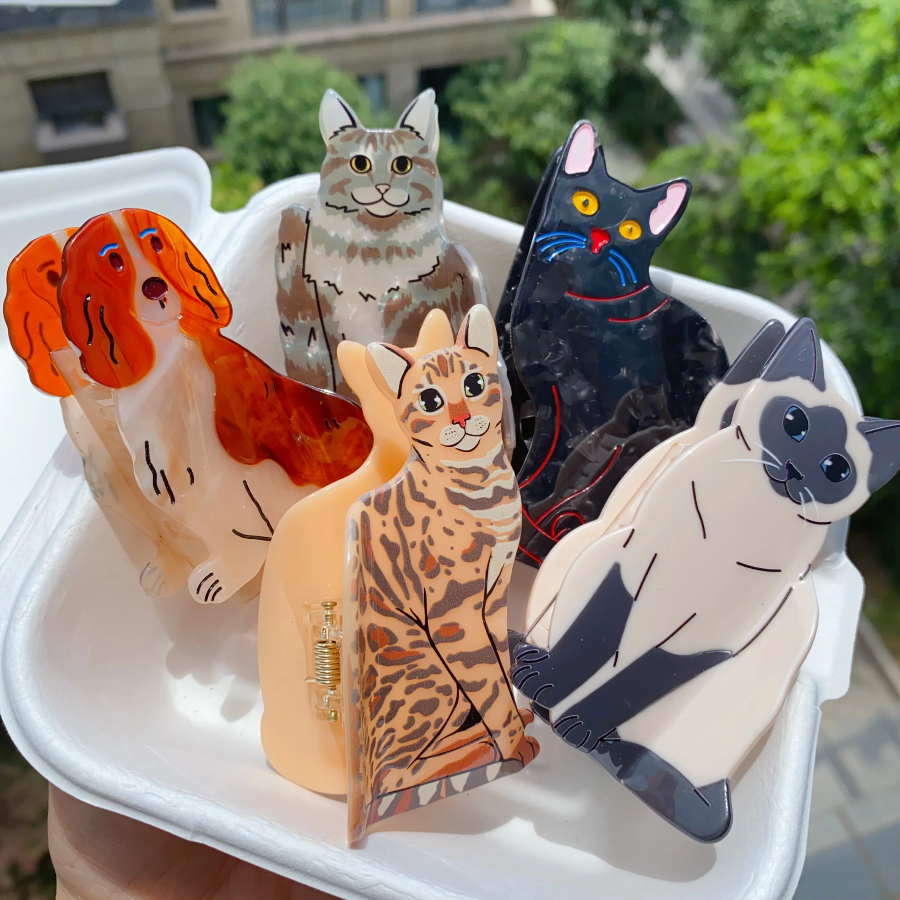 

Realistic Cat & Dog Acetate Hair Claw Clips, Pet Shark Clips for Women Girls