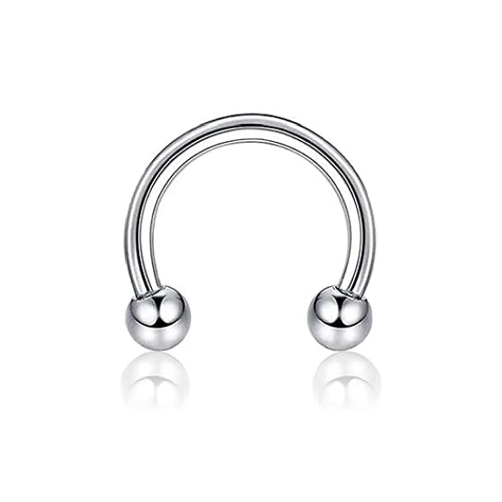 1PCS or 8PCS 16G Crystal Shiny Ball Tiny Nose Septum Horseshoe Earring Eyebrow Lip Helix Tragus Cartilage Piercing Ring 8/10mm