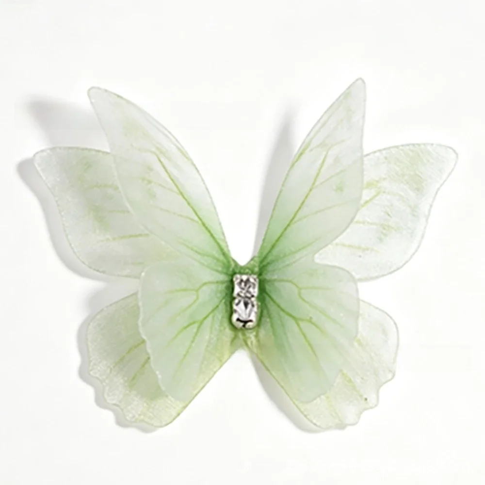 50Pcs 3D Organza Fabric Butterfly Appliques Double-layer Colorful Chiffon Butterfly Embroidered Patches Translucent
