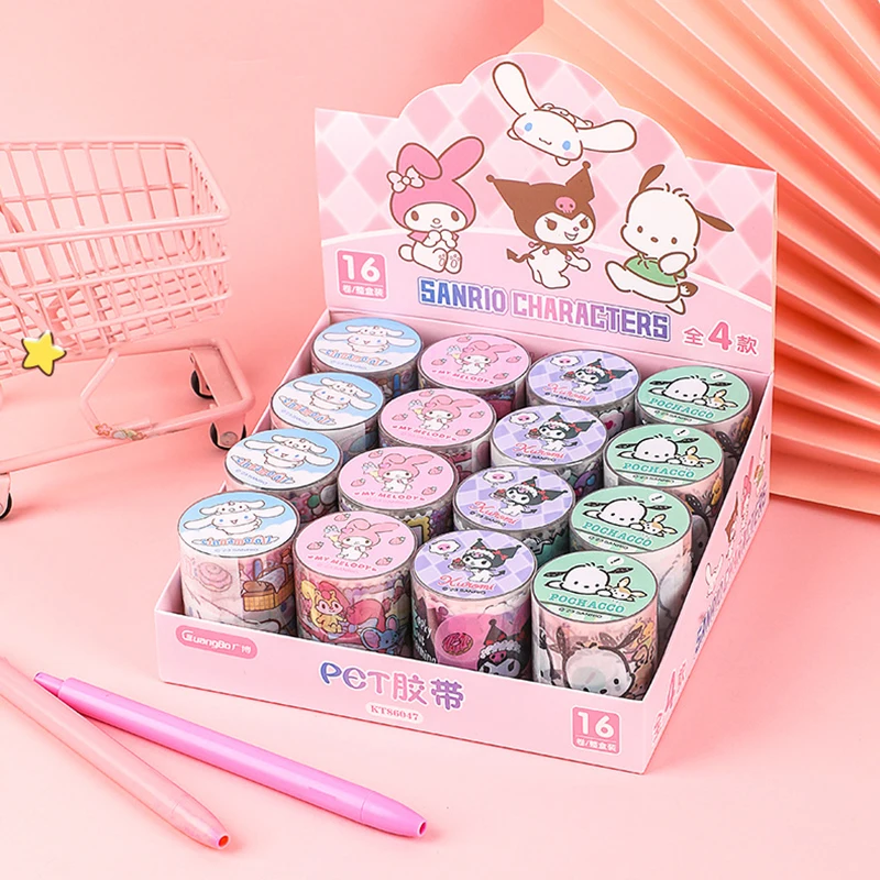 4/16pcs Sanrio Washi Tape Cinnamoroll Kuromi Pachacco Washi Tape Diy Scrapbooking Collage Material Sticker Stationery Supplies