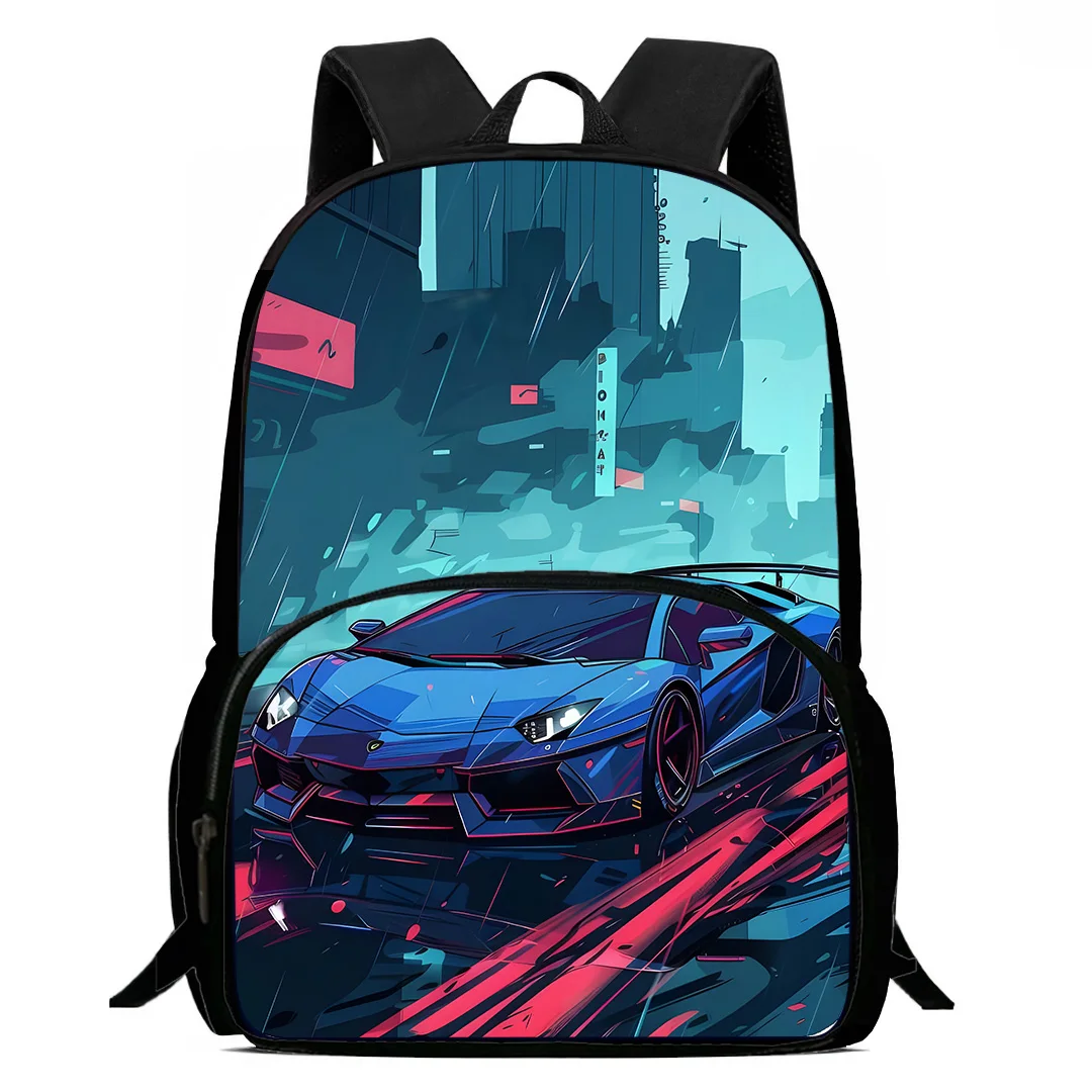 Mochilas con logotipo de coche deportivo de lujo para niños y niñas, regalo de cumpleaños para estudiantes, bolsas escolares para niños, gran