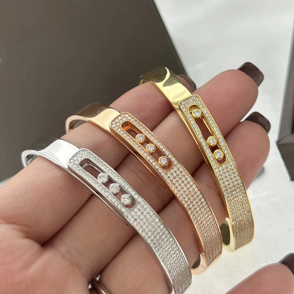 925 Sterling Silver Luxury Brand MOVE NOA Bangle Full Zircon Original Logo Jewelry for Women Girl Party Gift