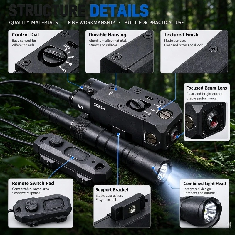 Dual Color Green Red Beam Lighting Set & Remote Switch, Bright Focused Beam Adjustable Holder, Outdoor Night Camping Accessory