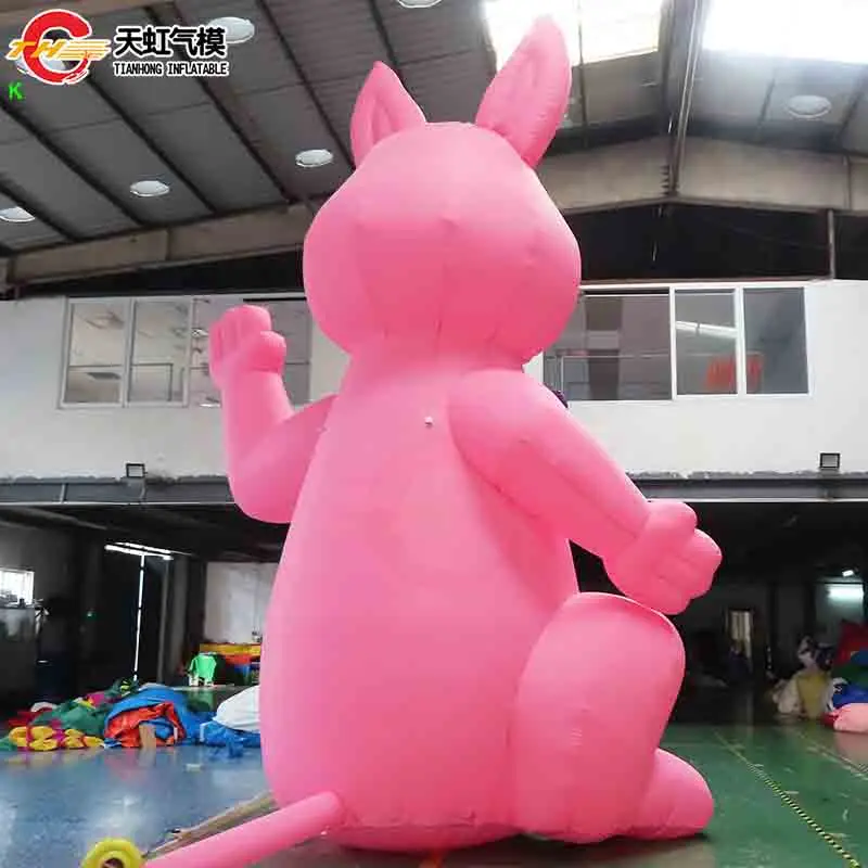 ของตกแต่งเวทีวันหยุดอีสเตอร์ขนาดใหญ่ กระต่ายสีชมพูเป่าลม โมเดลกระต่ายอีสเตอร์เป่าลม ลูกโป่งลม