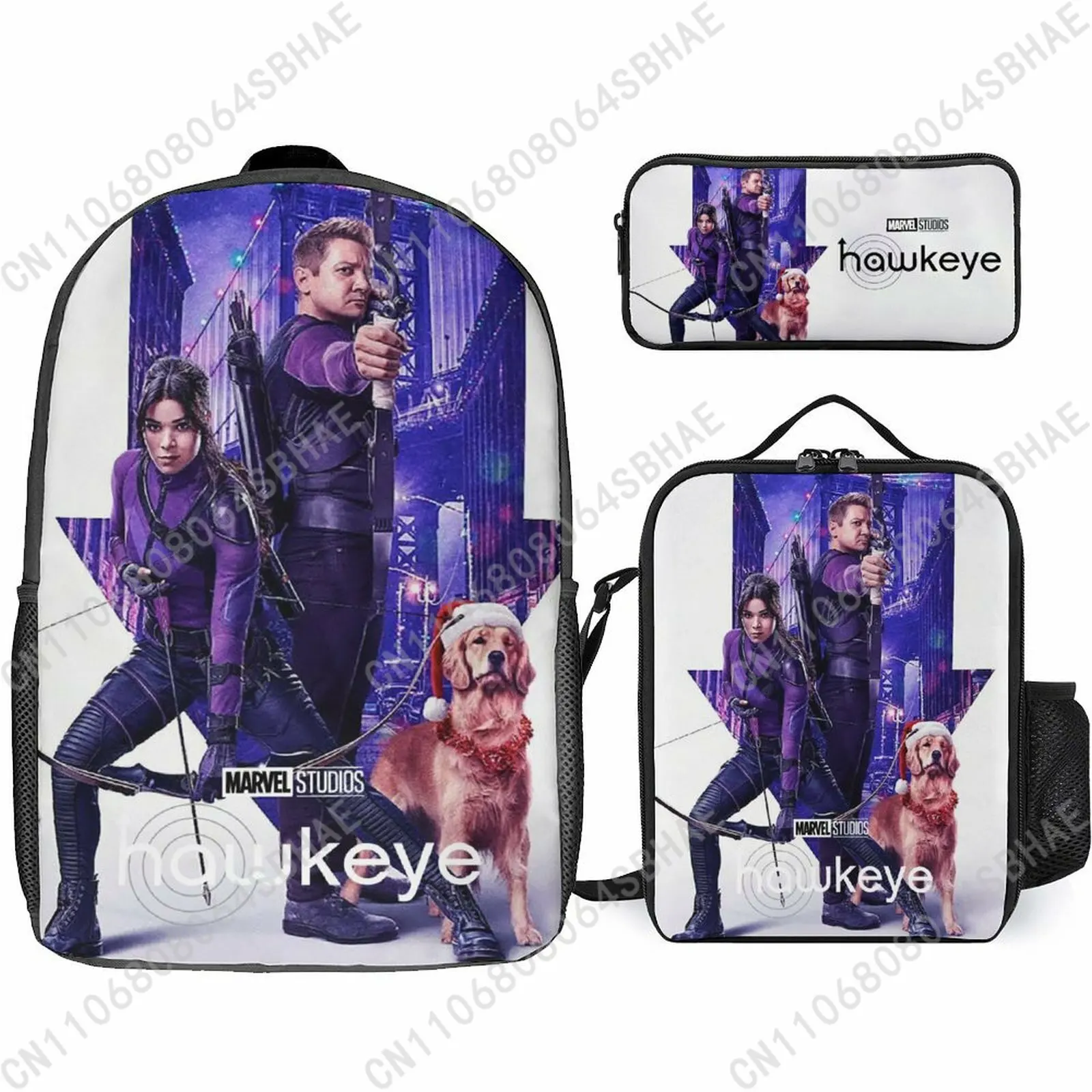 

Marvel Hawkeye School Backpack For Teen Middle High School Students 3Pcs Bookbag Lunch Tote Bag Pencil Pouch Cosplay
