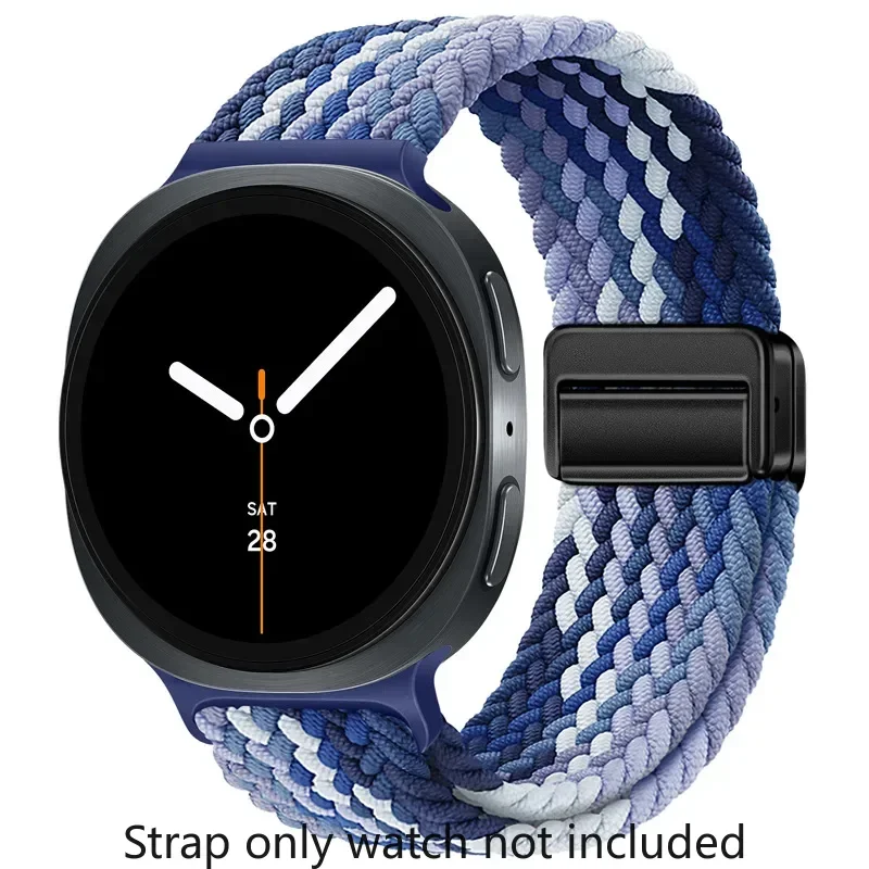Geflochtenes Solo-Loop-Armband aus Nylon, geeignet für Samsung Galaxy Watch 8 40 mm/44 mm, Magnetband für Galaxy Watch 8 Classic Correa
