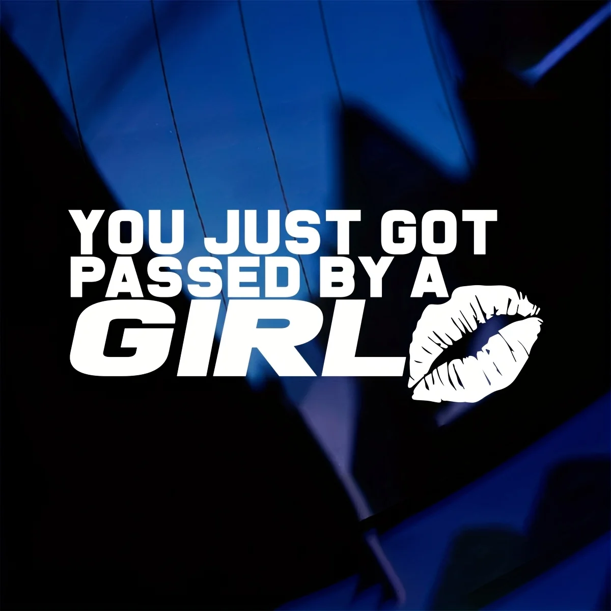 YOU JUST PASSED BY A GIRL"Red Lip Print Car Stickers, Waterproof Decals for Cars and Motorcycles