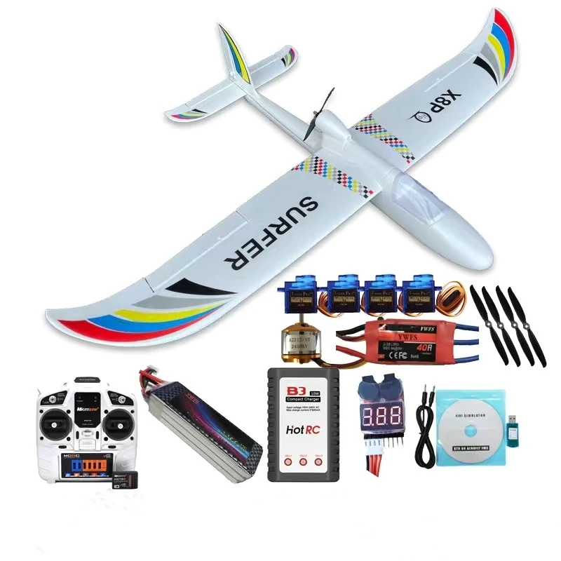 Af Model 1.4m Wingspan Surfer X8 Propeller Fpv Cool Rc Glider Trainer Airplane Kit Pnp Mc6c 40a 2450kv Electrical Machinery