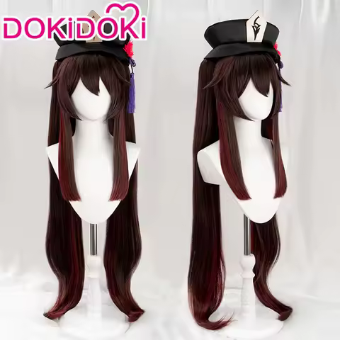 IN STOCK Hutao Wig Game Genshin Impact Cosplay DokiDoki Genshin Impact Hu Tao Plush Cosplay Hair Halloween