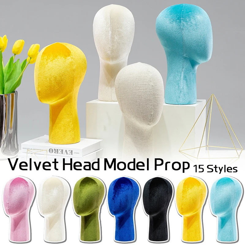 33cm Velvet Wigs Head Mannequin Rack Stylist Hairpiece Styling Sturdy Hat Stand Holder Wig Hat Glasses Scarf Display Stand