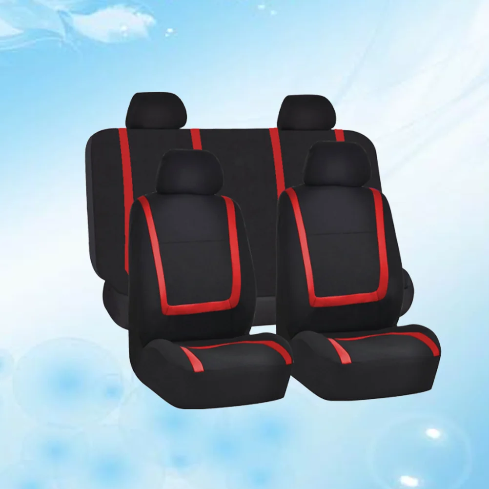 

9Pcs Universal Car Seat Cover Durable Easy Fit Material Side Airbag Compatible Auto Interior Accessory Red Car Seat Cover