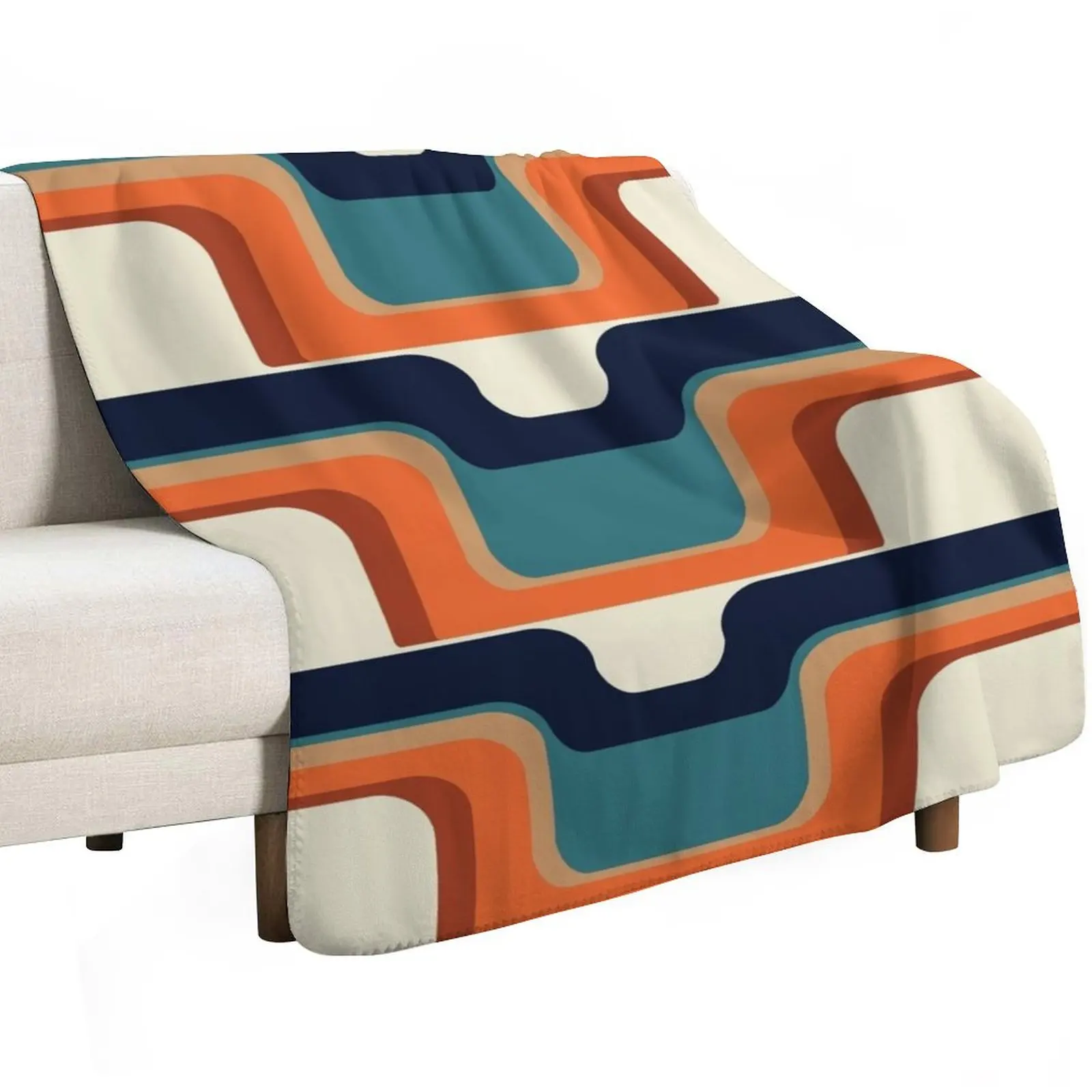 Mid-Century Modern Meets 1970s Orange & Blue Throw Blanket Decoratives Polar Decorative Beds Hairys Blankets For Bed Blankets