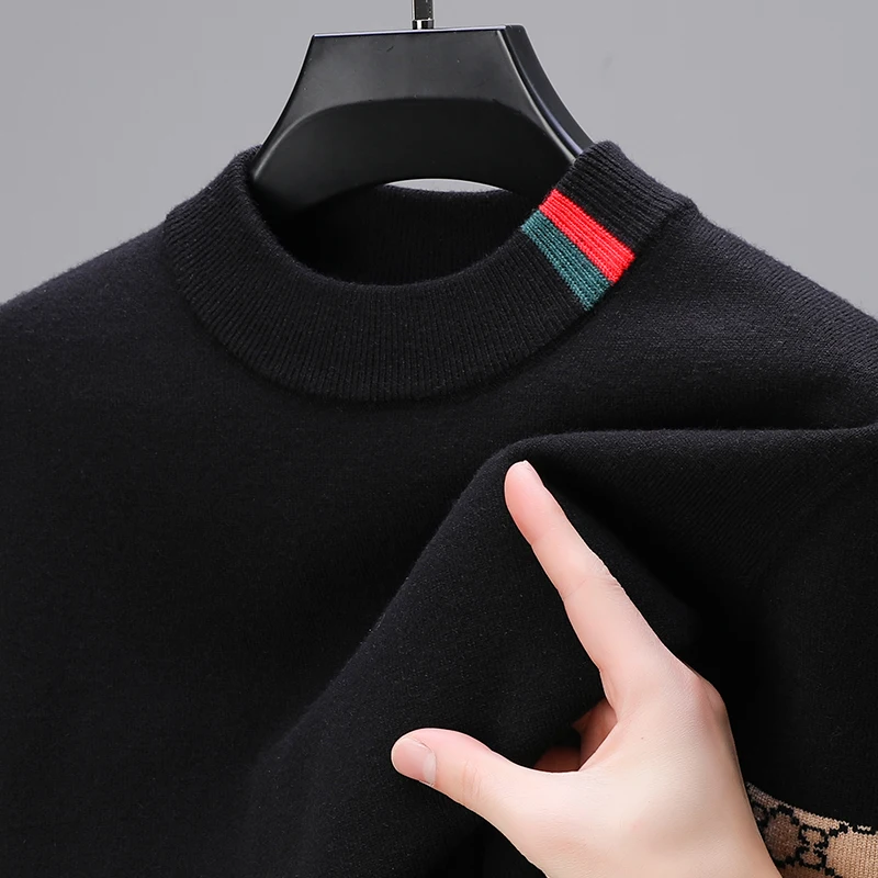 

Стильные бренды жаккарды высококачественные свитеры трикотажные круглый воротник джемпер роскошные мягкие и удобные новые модель тренд мужские костюмы