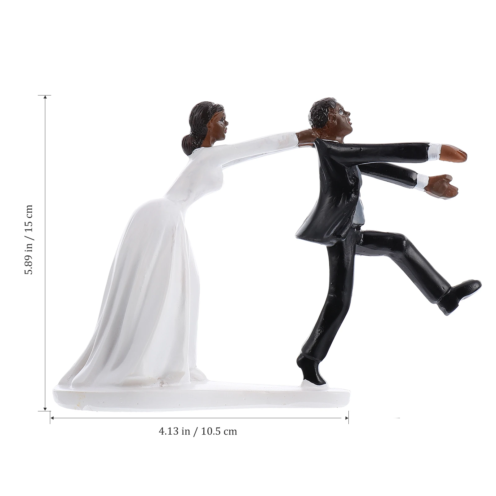 1Pcs Black Skin Groom Resin Cake Topper Wedding Party Decor Adornment Hand-Painted Bride Groom Design Dessert Decoration