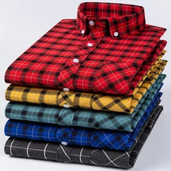 Plus size 8xL 100%cotton thin long-sleeve shirts for men slim fit formal plain shirt striped plaid tops soft designer clothes