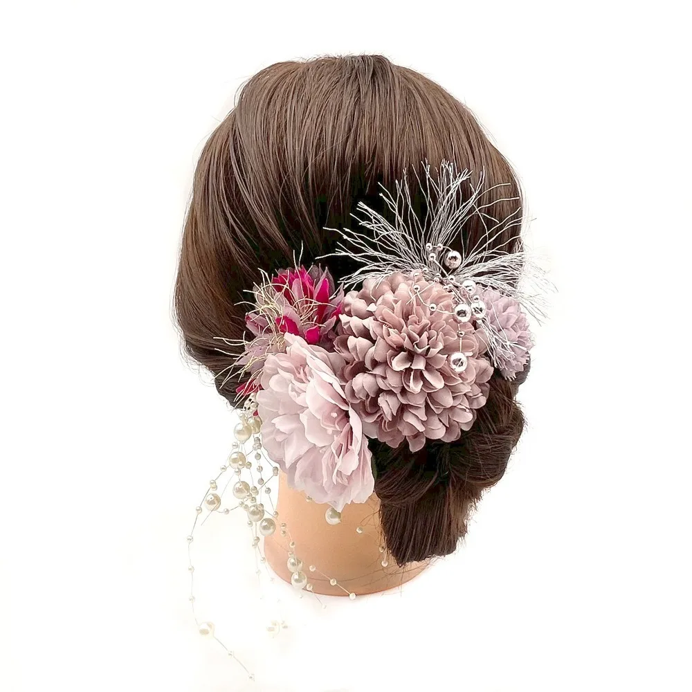

Exquisite Japanese Hydrangea Hairpin Handmade Flower Butterfly Hair Clip Cloth Vintage Pearl Tassels Hair Stick Girls