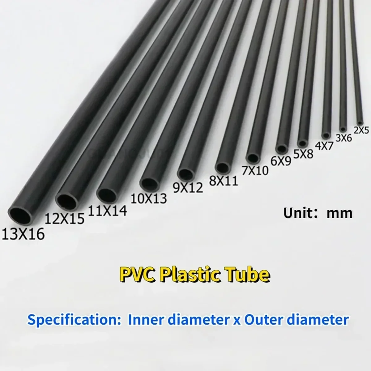 2 pz lunghezza 500mm tubo di plastica PVC nero OD 5 ~ 16mm sottile duro grado industrial piccolo tubo dell'acqua tubo cavo casa